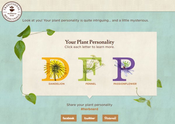 Plant Personality Quiz sample result